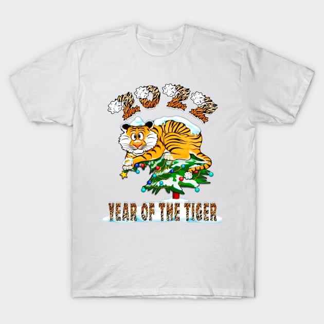 Fat Tiger on Christmas tree / 2022 Year of the tiger T-Shirt by SafSafStore